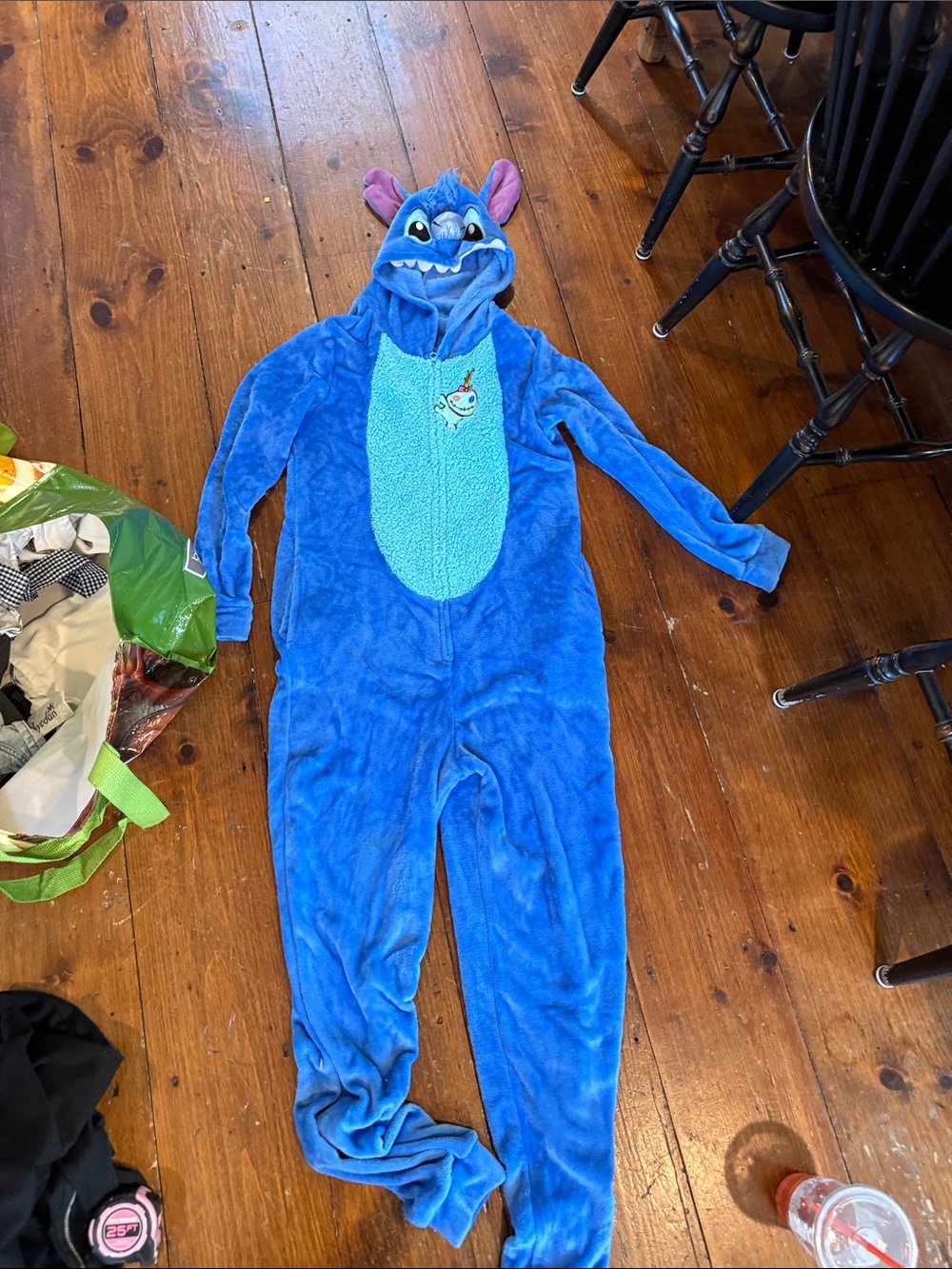 Disney Stitch Hooded One-Piece Pajamas Medium